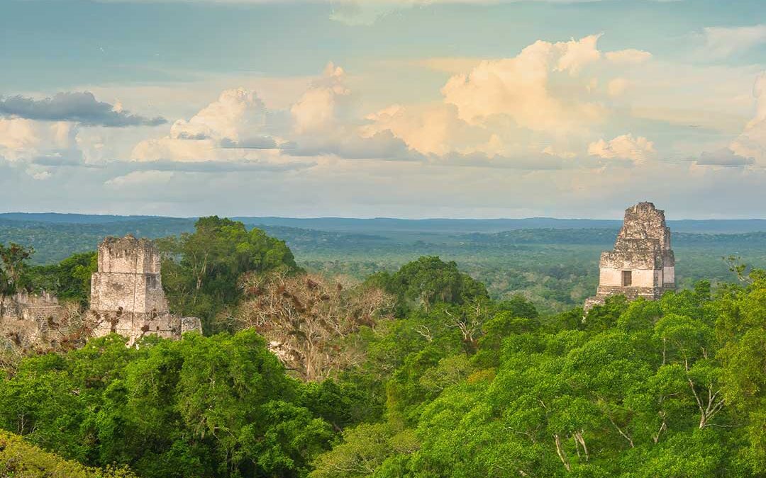 Tikal Main Temples from our Archaeology Tours in Guatemala.