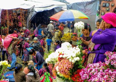 The colorful market of Chihicastenango was crowded with vendors during our cultural adventure in Guatemala