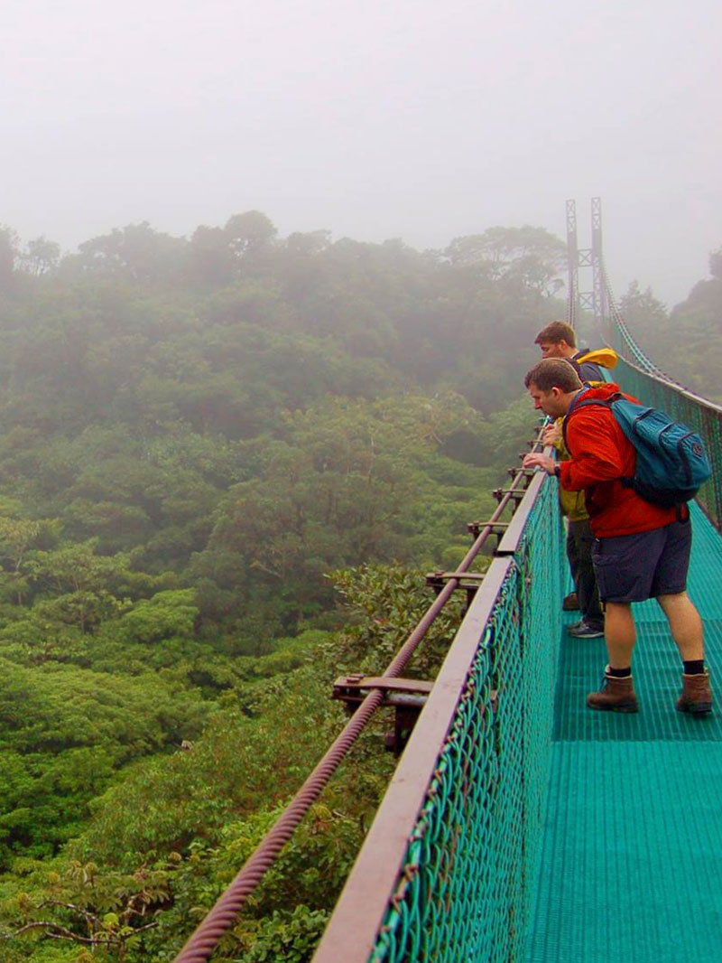 Hanging bridge ove the could forest as a parto of Costa Rica Tour Pacakges.