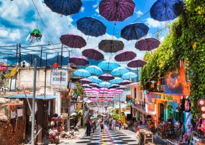 Colorful street of San Juan La Laguna in Lake Atitlan.