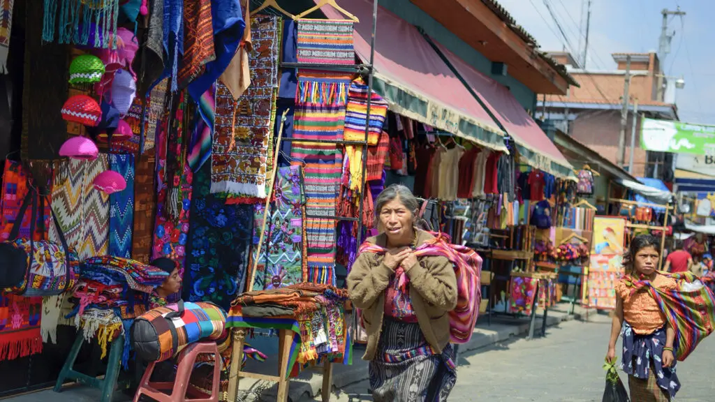 Maya Woman walking at Chichicastenango Market