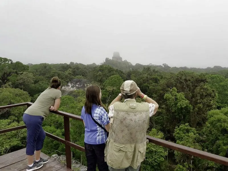 Family Adventure Vacations in Tikal during birdwatching experience.